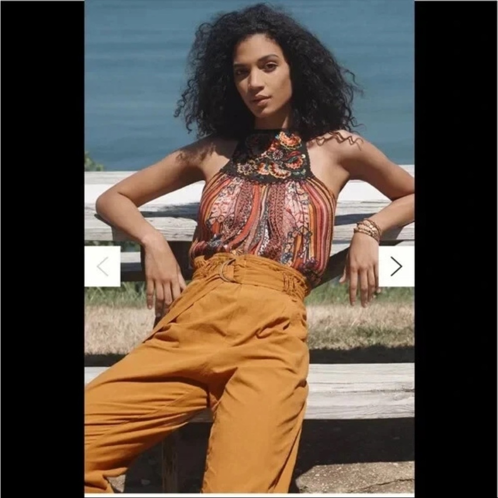 🧡Anthropologie Multicolor Paisley Halter Tank Top